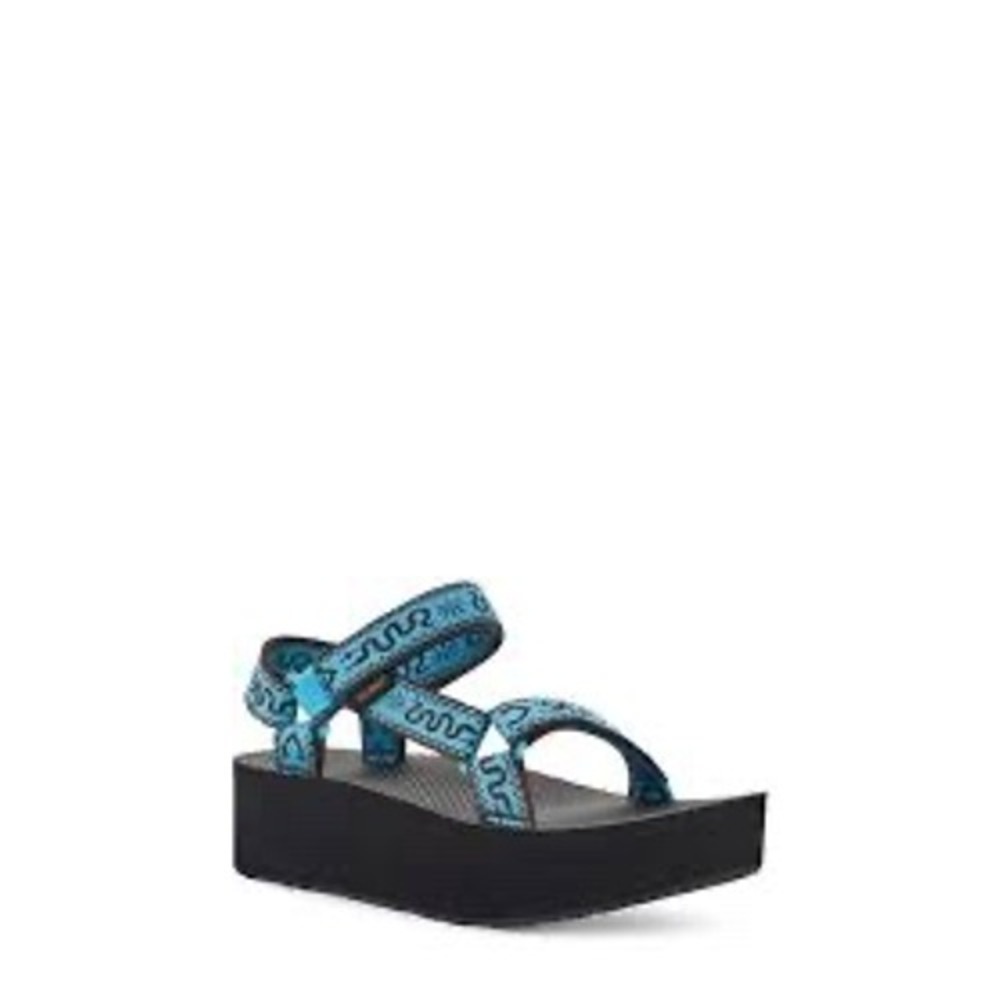 Teva Flatform Universal Sandals Women 9 Blue Good Platform snake Pattern Strappy